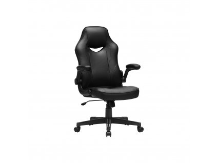 Kancelářská židle, Adrien, Černá  Kancelářská židle, ergonomická židle, počítačová židle, výškově nastavitelná, nosnost do 150 kg, PU syntetická kůže, domácí kancelář, černá.