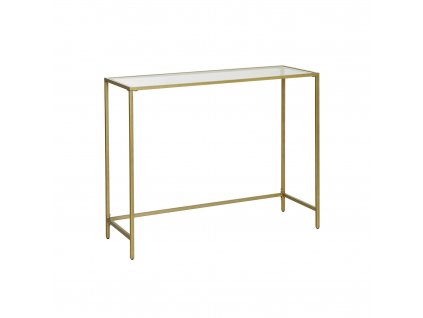 Odkládací stolek Arvid, Zlatá  Konzolový stolek, odkládací stolek z tvrzeného skla, moderní rozkládací stolek, jednoduchá montáž, nastavitelné nožičky, předsíň, zlatá.