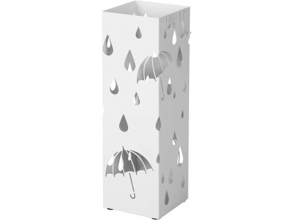 Stojan na deštníky Jeremy, Bílá  Stojan na deštníky z kovu, čtvercový stojan, s háčkem, 15,5 x 15,5 x 49 cm, bílá.