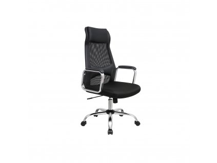 Kancelářská židle Kertis, Černá  Kancelářská židle, židle k psacímu stolu se síťovým potahem, ergonomická počítačová židle, prodyšné opěradlo, s opěrkou hlavy a bederní opěrkou, výško