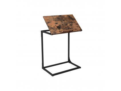 Odkládací stolek Londo, Rustikální hnědá / Černá  Odkládací stolek, psací stůl, stolek na notebook s nastavitelnou plochou, stolek k pohovce, ložnice, obývací pokoj, jednoduchá montáž, ocelová konstru