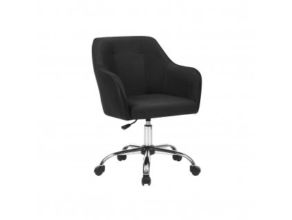Kancelářská židle Felix, Černá  Kancelářská židle, pohodlná židle k psacímu stolu, výškově nastavitelná židle k počítači, nosnost až 120 kg, ocelová konstrukce, imitace lnu, prodyšná