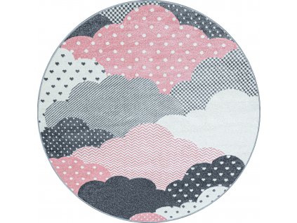 Dětský kusový koberec BAMBI 0820, kulatý, Růžová  Kusový koberec, kulatý