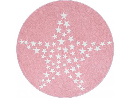 Dětský kusový koberec BAMBI 0870, kulatý, Růžová  Kusový koberec, kulatý