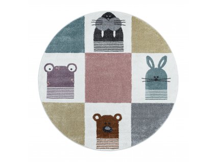 Dětský kusový koberec FUNNY 2108, kulatý, Vícebarevná  Kusový koberec, kulatý