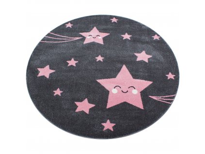 Dětský kusový koberec KIDS 0610, kulatý, Růžová  Dětský kusový koberec, kulatý