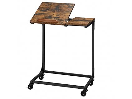 Odkládací stolek Olvi, Rustikální Hnědá  Rozkládací stolek, odkládací stolek s naklápěcí deskou, ocelový rám, do obývacího pokoje, ložnice, snadná montáž, rustikální hnědá a černá
