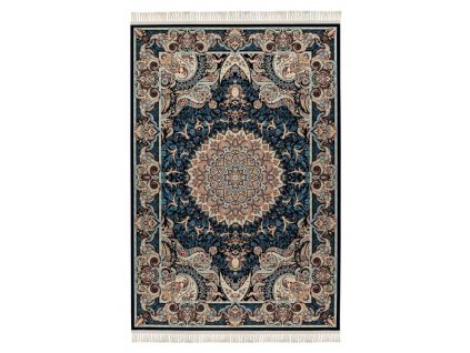 Kusový koberec Oriental 901 Navy  Kusový koberec s velmi jemným povrchem. Jemný polypropylen, orientální motiv, přírodní třásně, bavlněný rub.