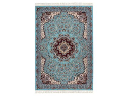 Kusový koberec Oriental 902 Blue  Kusový koberec s velmi jemným povrchem. Jemný polypropylen, orientální motiv, přírodní třásně, bavlněný rub.