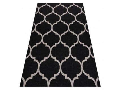 Kusový koberec SIZAL FLOORLUX 20608 Maroko, Jetel, Mříž, černá, stříbrný  Kusový koberec SIZAL FLOORLUX 20608 Maroko, Jetel, Mříž, černá, stříbrný -