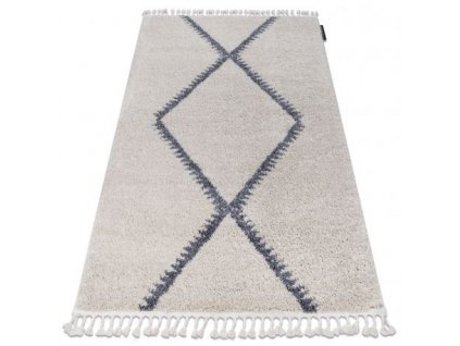Kusový koberec BERBER MAKNES B5910, krémovo šedý  Kusový koberec BERBER MAKNES B5910, krémovo šedý  - střapce, Maroko Shaggy