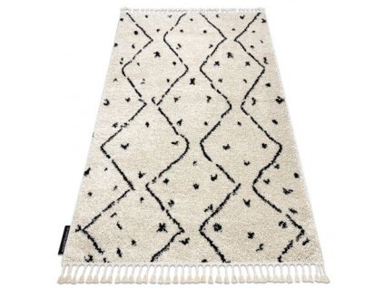 Kusový koberec TETUAN B751, krémový  Kusový koberec TETUAN B751, krémový  - střapce, vzor cik cak, Maroko, Shaggy
