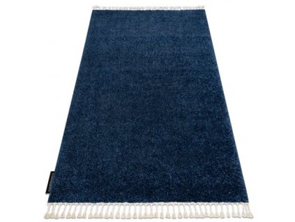 Kusový koberec BERBER 9000, tmavá modrá  Kusový koberec BERBER 9000, tmavá modrá  - střapce, Maroko, Shaggy