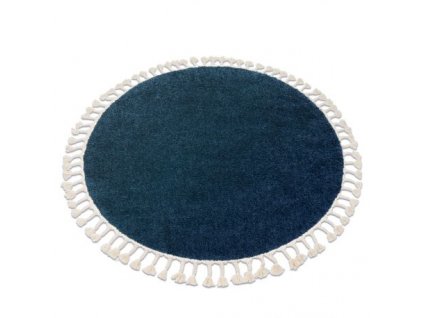 Kusový koberec kulatý BERBER 9000, tmavá modrá  Kusový koberec kulatý BERBER 9000, tmavá modrá  - střapce, Maroko, Shaggy
