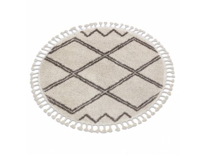 Kusový koberec kulatý BERBER ASILA, krémovo hnědý  Kusový koberec kulatý BERBER ASILA, krémovo hnědý  - střapce, Maroko, Shaggy