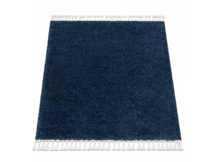 Kusový koberec BERBER čtvercový 9000, tmavá modrá  Kusový koberec BERBER čtvercový 9000, tmavá modrá  - střapce, Maroko Shaggy