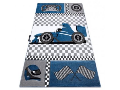 Kusový koberec PETIT ZÁVODY FORMULE 1 AUTO, modrý  Kusový koberec PETIT ZÁVODY FORMULE 1 AUTO, modrý -