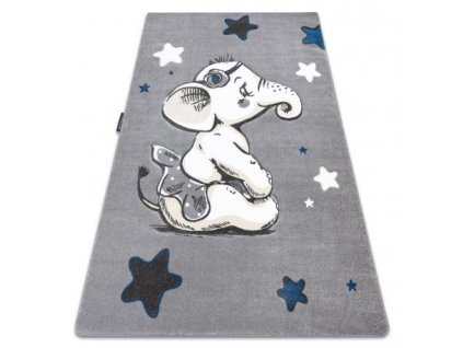 Kusový koberec PETIT ELEPHANT SLONÍK, HVĚZDY, šedý  Kusový koberec PETIT ELEPHANT SLONÍK, HVĚZDY, šedý -