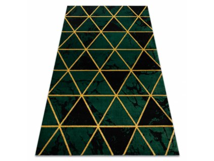 Kusový koberec EMERALD EXCLUSIVE 1020 mramor, trojúhelníky lahvově zelená / zlato  Kusový koberec EMERALD EXCLUSIVE 1020 mramor, trojúhelníky lahvově zelená / zlato - glamour, stylový mramor, trojúhelníky lahvově zelená / zlato