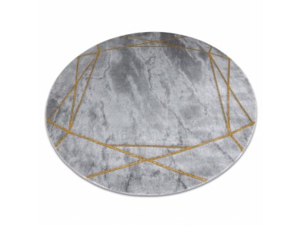 Kusový koberec kulatý EMERALD EXCLUSIVE 1022 mramor, geometrický šedá / zlato  Kusový koberec kulatý EMERALD EXCLUSIVE 1022 mramor, geometrický šedá / zlato - glamour, stylový mramor, geometrický šedá / zlato