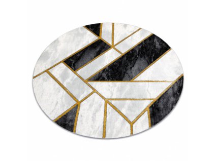 Kusový koberec kulatý EMERALD EXCLUSIVE 1015 mramor, geometrický černý / zlato  Kusový koberec kulatý EMERALD EXCLUSIVE 1015 mramor, geometrický černý / zlato - glamour, stylový mramor, geometrický černý / zlato