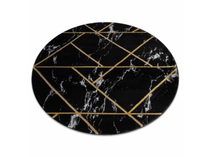Kusový koberec kulatý EMERALD EXCLUSIVE 2000 mramor, geometrický černý / zlato  Kusový koberec kulatý EMERALD EXCLUSIVE 2000 mramor, geometrický černý / zlato - glamour, stylový mramor, geometrický černý / zlato