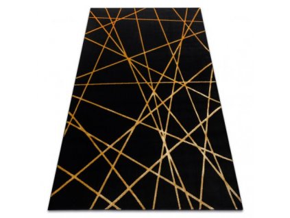 Kusový koberec GLOSS 406C 86, geometrický černý / zlato  Kusový koberec GLOSS 406C 86, geometrický černý / zlato - stylový, glamour, art deco, geometrický černý / zlato