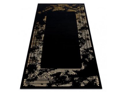Kusový koberec GLOSS 408C 86 vzor rámu černý / zlato  Kusový koberec GLOSS 408C 86 vzor rámu černý / zlato - vzor rámu stylový, glamour, art deco černý / zlato