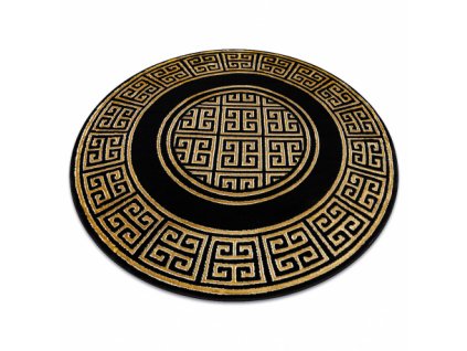 Kusový koberec, kulatý GLOSS  6776 86, rám, řecký černý / zlato  Kusový koberec, kulatý GLOSS  6776 86, rám, řecký černý / zlato - stylový, rám, řecký černý / zlato