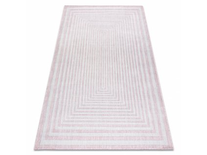 Kusový koberec SISAL SION bludiště 22376 růžový / ecru  Kusový koberec SISAL SION bludiště 22376 růžový / ecru - ploché tkaní růžový / ecru