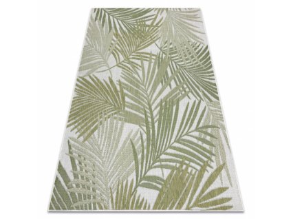 Kusový koberec SISAL SION palmové listy, tropický 2837 ecru / zelená  Kusový koberec SISAL SION palmové listy, tropický 2837 ecru / zelená - ploché tkaní ecru / zelená