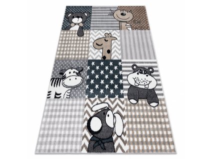 Dětský kusový koberec FUN Pets, zvířata šedá  Dětský kusový koberec FUN Pets, zvířata šedá -