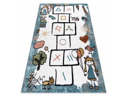 Dětský kusový koberec FUN Hop, zvířata modrá  Dětský kusový koberec FUN Hop, zvířata modrá  -