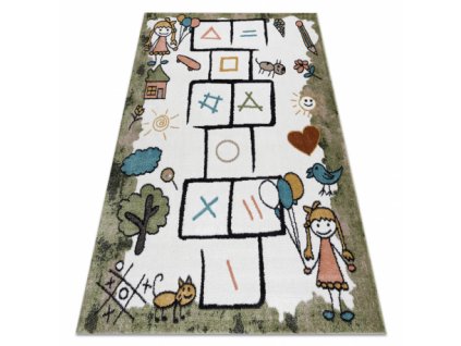 Dětský kusový koberec FUN Hop, zvířata zelená  Dětský kusový koberec FUN Hop, zvířata zelená -