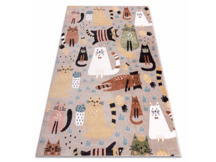 Dětský kusový koberec FUN Kittens, kočky béžová  Dětský kusový koberec FUN Kittens, kočky béžová - pro děti, kočky béžová