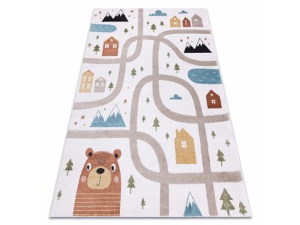 Dětský kusový koberec FUN Polar, ulice, les, krém  Dětský kusový koberec FUN Polar, ulice, les, krém - pro děti, ulice, les, krém