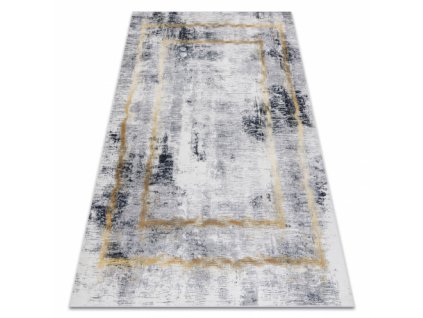 Kusový koberec ANDRE pratelný 1065 vzor rámu vintage protiskluz, šedá / zlato  Kusový koberec ANDRE pratelný 1065 vzor rámu vintage protiskluz, šedá / zlato -