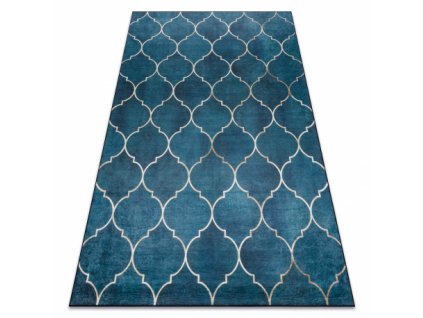 Kusový koberec ANDRE pratelný 1181 Marocká mřížka protiskluz, modrý  Kusový koberec ANDRE pratelný 1181 Marocká mřížka protiskluz, modrý -