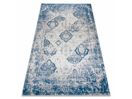 Kusový koberec ANDRE pratelný Růžice 1819C vintage protiskluz, béžový / modrý  Kusový koberec ANDRE pratelný Růžice 1819C vintage protiskluz, béžový / modrý -