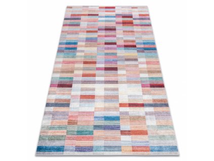 Kusový koberec ANDRE pratelný 2295 Pruhy protiskluz, růžový / modrý  Kusový koberec ANDRE pratelný 2295 Pruhy protiskluz, růžový / modrý -
