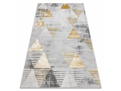 Kusový koberec LIRA E1627 Trojúhelníky geometrický, šedá / zlatá  Kusový koberec LIRA E1627 Trojúhelníky geometrický, šedá / zlatá -