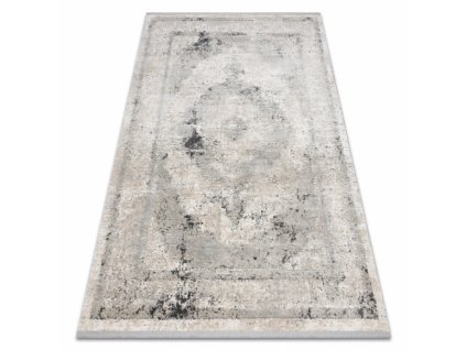 Kusový koberec TULS střapce 51321 Vintage, rámu, růžice béžový / šedá  Kusový koberec TULS střapce 51321 Vintage, rámu, růžice béžový / šedá  -