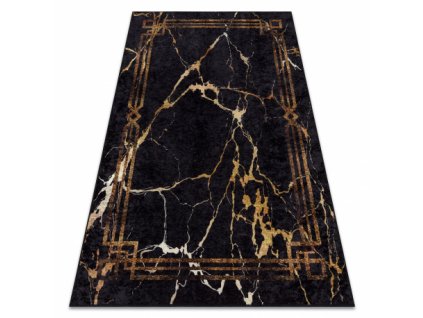 Dětský kusový koberec MIRO 51333.801 pratelný  Mramor, rám protiskluz, černý / zlatý  Dětský kusový koberec MIRO 51333.801 pratelný  Mramor, rám protiskluz, černý / zlatý - Mramor, rám protiskluz, černý / zlatý