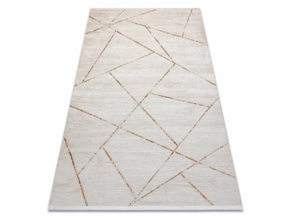 Kusový koberec moderní DUKE 51557 krémová / zlatý  Kusový koberec moderní DUKE 51557 krémová / zlatý  -  Geometrická, strukturovaný, velmi jemný, třásně