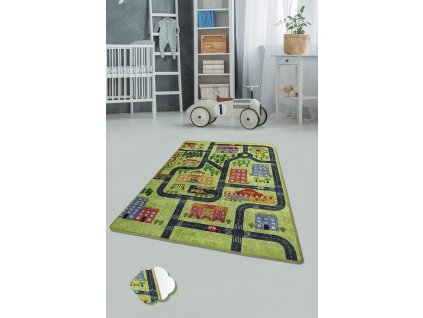 Kusový koberec Small Town - Green, Vícebarevná  Kusový koberec