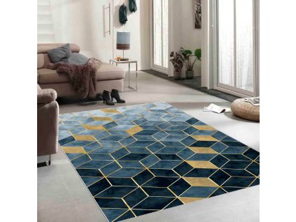 Kusový koberec EXFAB215, Bílá, Zelená, Zlatá  Kusový koberec