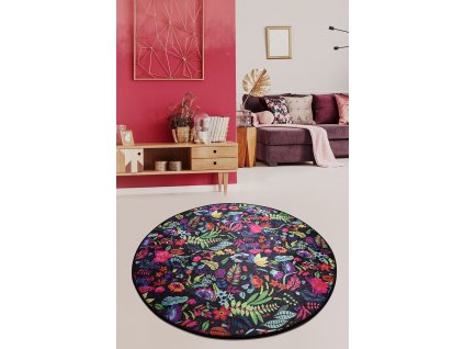 Kusový koberec Pictura - Black Djt Çap 100, Vícebarevná, 100 cm KRUH  Kusový koberec - 882CHL3214