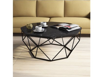 Konferenční stolek Diamond - Black Marble, Černá  Konferenční stolek