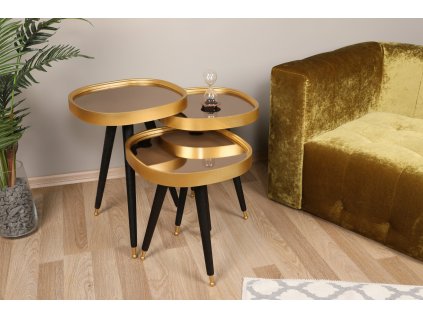 Odkládací stolek (3 kusy) Alys, Zlatá, Černá  Odkládací stolek (3 kusy)