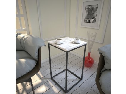 Odkládací stolek Pure - Marmo, Bílá, Černá  Odkládací stolek